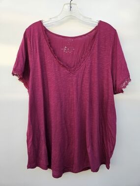 Women's Lace-Trim V-Neck Top
